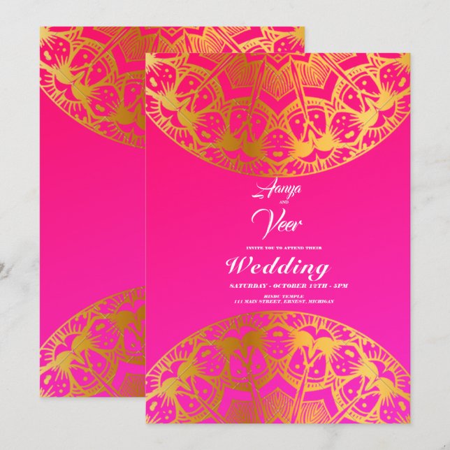 Elegant Mehndi Wedding Invitation (Front/Back)