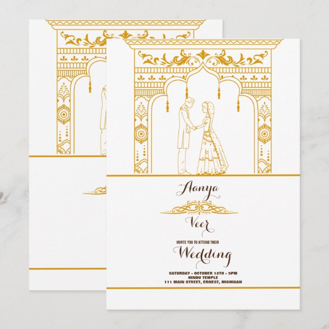 Elegant Mehndi Wedding Invitation (Front/Back)