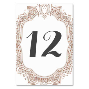 Elegant Mehndi Wedding Table Number