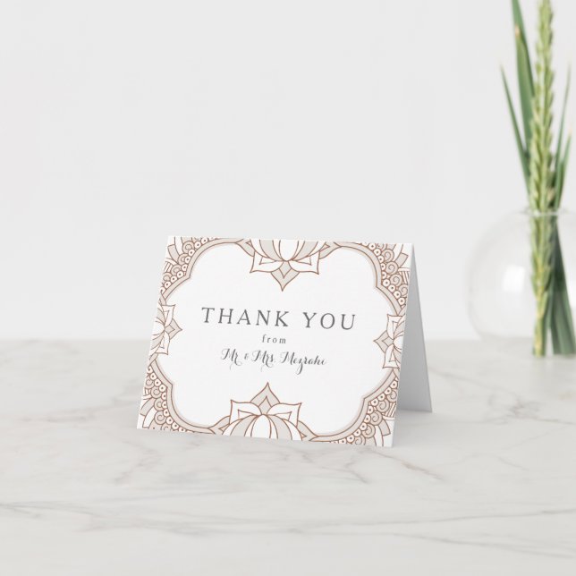 Elegant Mehndi Wedding Thank You Card (Front)