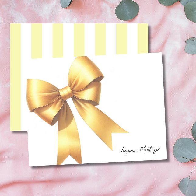 Elegant Mellow Yellow Bow Stationery Note Card (Creator Uploaded)