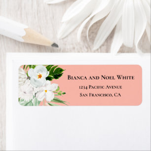Elegant Melon Floral Return Address Labels