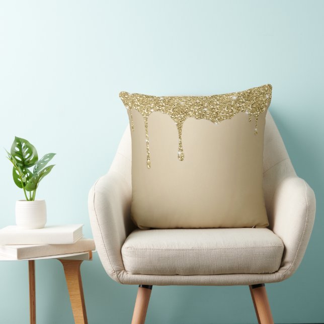 Elegant Melting Gold Glittery Glam Cushion (Chair)