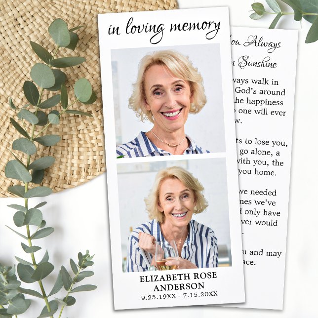 Elegant Memorial 2 Photo Funeral Prayer Bookmark  (Creator Uploaded)