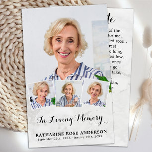 Elegant Memorial 4 Photo Funeral Prayer Cards