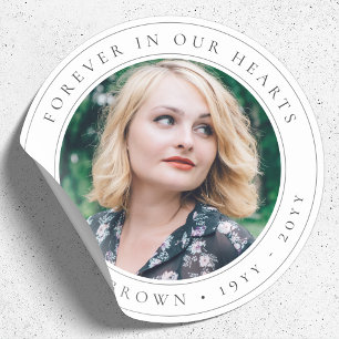 Elegant Memorial Chic Funeral Photo Tribute Classic Round Sticker