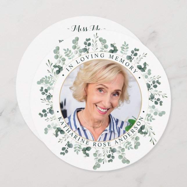 Elegant Memorial Eucalyptus Funeral Prayer Card  (Front/Back)