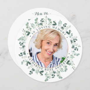 Elegant Memorial Eucalyptus Funeral Prayer Card 