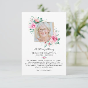Elegant Memorial Floral Photo Funeral Memorial Thank You Card