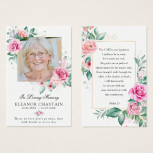 Elegant Memorial Floral Photo Funeral Prayer Cards