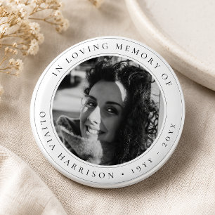 Elegant Memorial Funeral Favour Black and White 6 Cm Round Badge