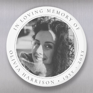 Elegant Memorial   Funeral Favour Black and White Magnet