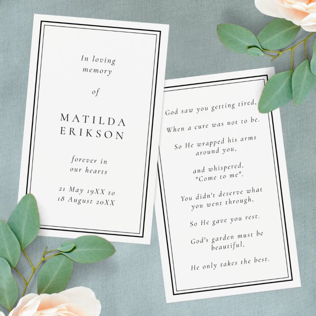 Elegant Memorial Funeral Memorial Prayer Card (Creator Uploaded)