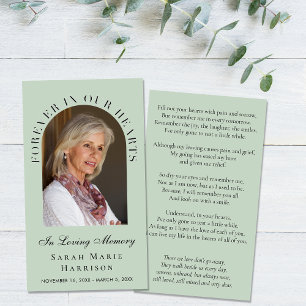 Elegant Memorial Funeral Photo Sage Prayer Card