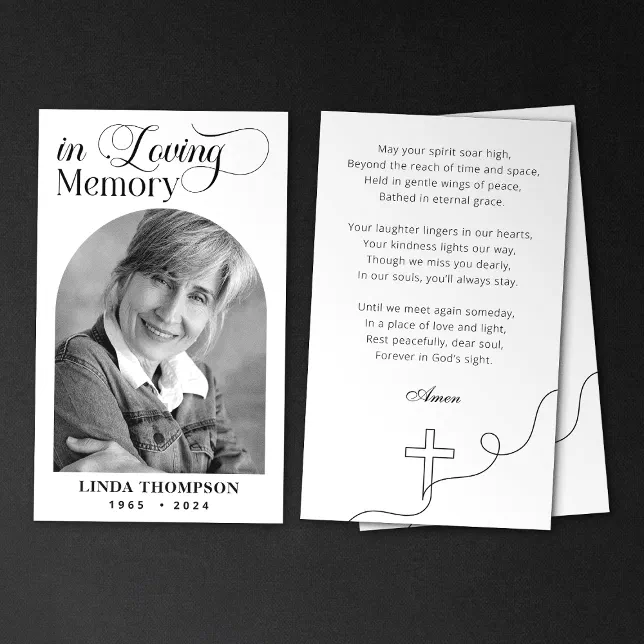 Elegant Memorial In Loving Memory Prayer Card | Zazzle