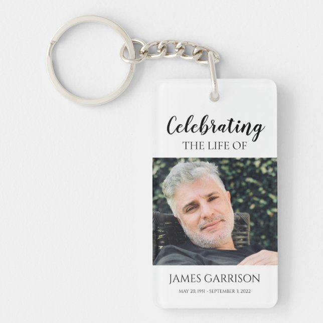 Elegant Memorial Photo Celebrate Life Of Key Ring (Front)