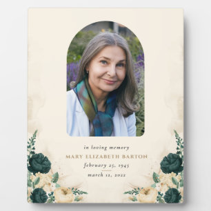 Elegant Memorial Photo Floral  Plaque