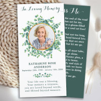 Elegant Memorial Photo Funeral Prayer Card 