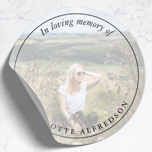 Elegant Memorial Photo In Loving Memory Funeral Classic Round Sticker