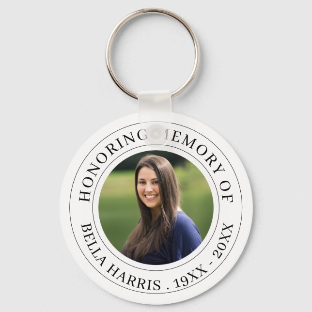 Elegant Memorial Photo Keepsake Key Ring (Front)