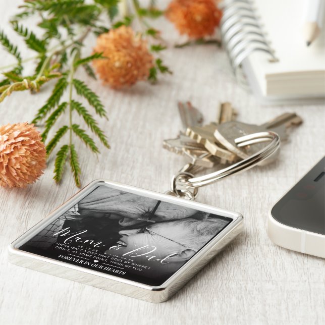 Elegant Memorial Photo | Mum & Dad Key Ring (Side)