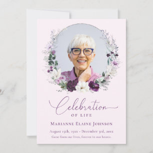 Elegant Memorial Pink Floral Celebration of Life Invitation