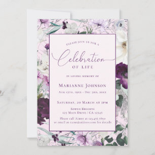 Elegant Memorial Pink Floral Celebration of Life Invitation