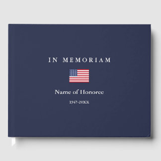 Elegant Memorial United States Flag Guest Book