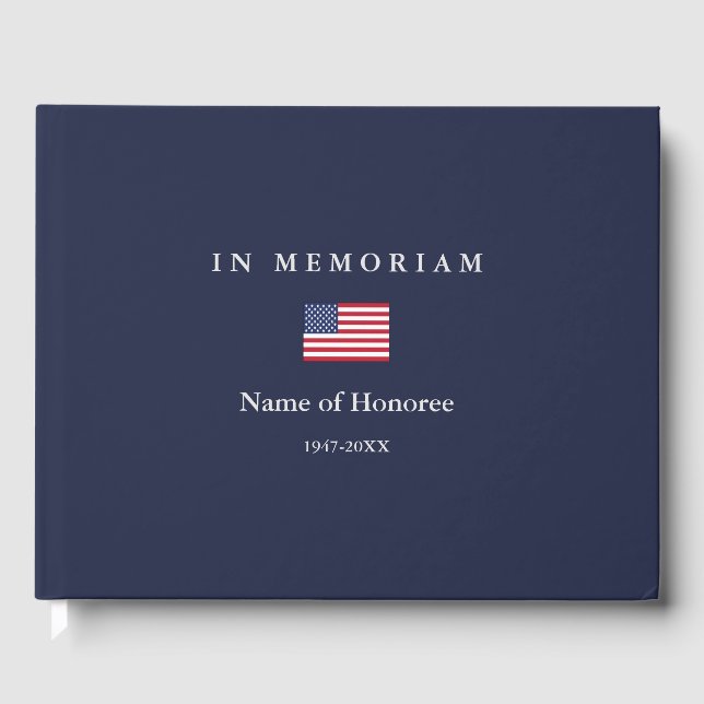 Elegant Memorial United States Flag Guest Book (Front)
