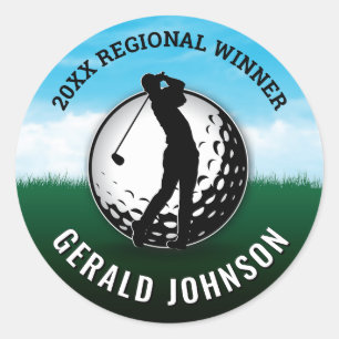 Elegant Men Golf Monogram Design Classic Round Sticker