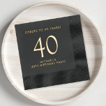 Elegant Mens 40th Birthday Party<br><div class="desc">Elevate his 40th birthday party with these elegant foil-stamped napkins. Each napkin is stamped in your choice of gold or silver foil for a sophisticated touch and features "Cheers to 40 Years" and his name in modern lettering, </div>