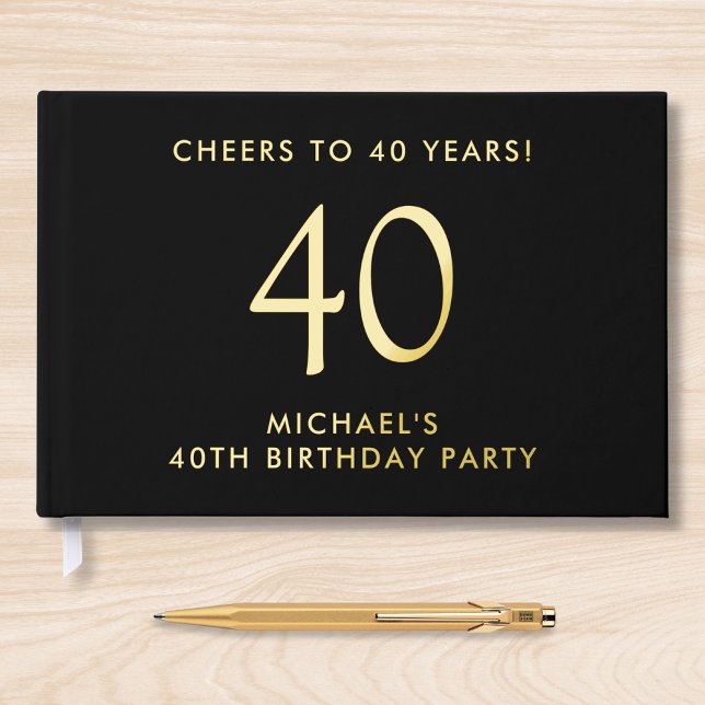 Elegant Mens 40th Birthday Party Guest Book (Creator Uploaded)