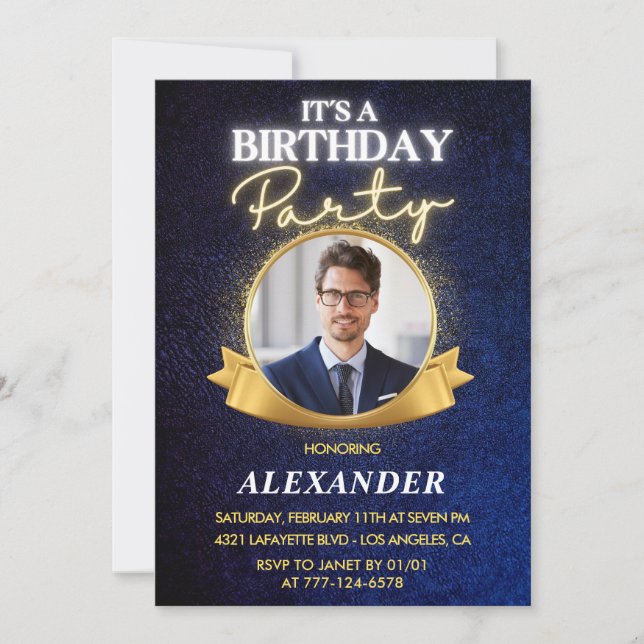 Elegant Mens 49th birthday invitations   Chic (Front)
