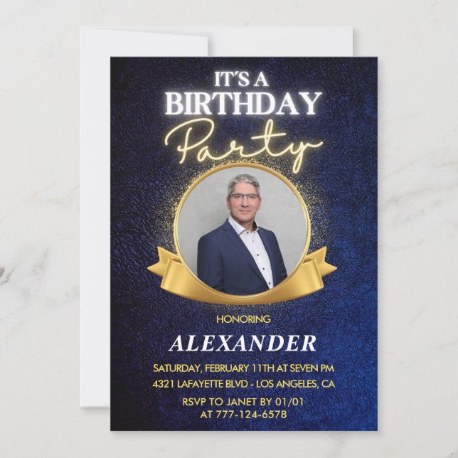 Elegant Mens 63rd birthday invitations   Chic (Front)