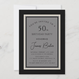 Elegant Men's Fiftieth Birthday Party Invitation