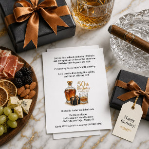 Elegant Mens Milestone 50th Birthday Invitation 