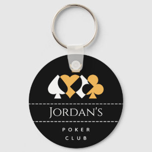 Elegant Men's Poker Club Royal Suit Symbol & Name  Key Ring