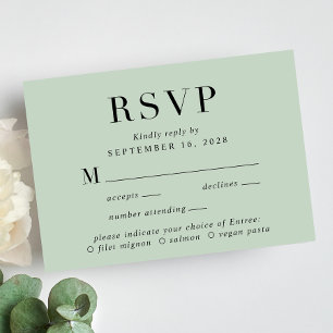 Elegant Menu Choice Sage Wedding RSVP Card