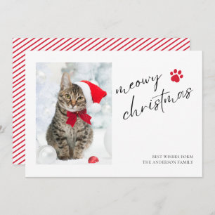 Elegant Meowy Christmas Cat Photo Christmas  Holiday Card