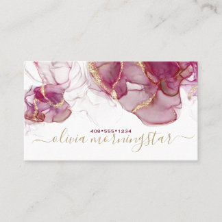 Elegant Merlot Gold Accent Alcohol Ink  Business Card