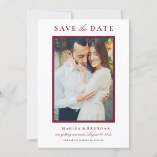 Elegant Merlot Red Wedding Photo Save The Date