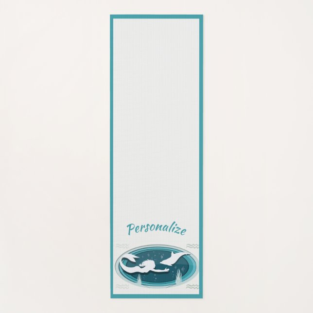 Elegant Mermaid Dolphin Blue Grey Zen Yoga Namaste Yoga Mat (Front)