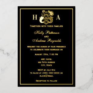 Elegant Mermaid & Merman Wedding Foil Invitation