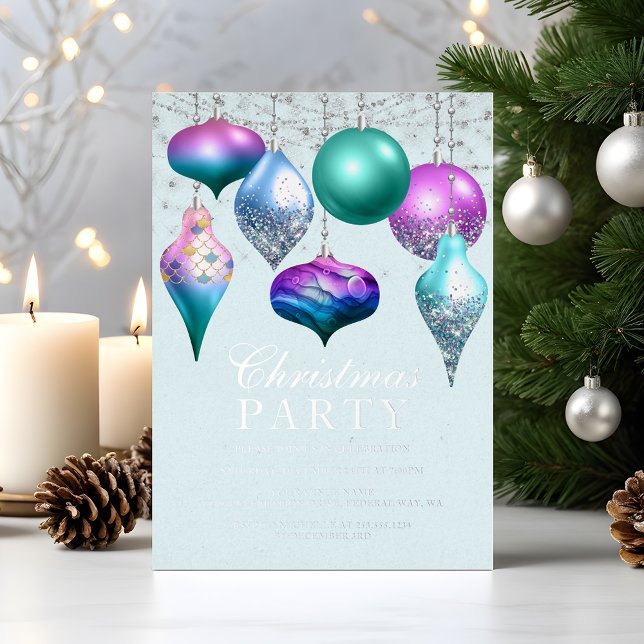 Elegant Mermaid Ornament Christmas Party (Elegant Mermaid Ornament Christmas Party Foil Invitation)