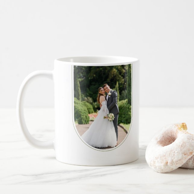 Elegant Merrier Together Green Leaves Theme Coffee Mug (With Donut)