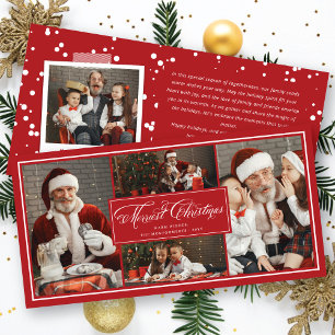 Elegant Merriest Christmas Fancy Script 4 Photo Holiday Card