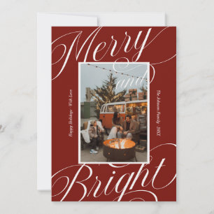 Elegant Merry and Bright Calligraphy Typography Holiday Card