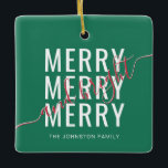 Elegant merry and bright Christmas holiday Ceramic Ornament<br><div class="desc">Elegant merry and bright Christmas holiday ceramic ornament</div>