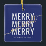 Elegant merry and bright Christmas holiday Ceramic Ornament<br><div class="desc">Elegant merry and bright Christmas holiday ceramic ornament</div>