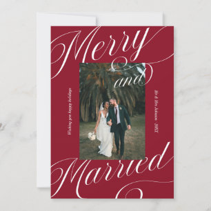 Elegant Merry and Married Script Calligraphy Holiday Card